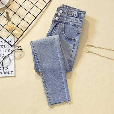 Dopasowane jeansy damskie z wysokim stanem-Bossino