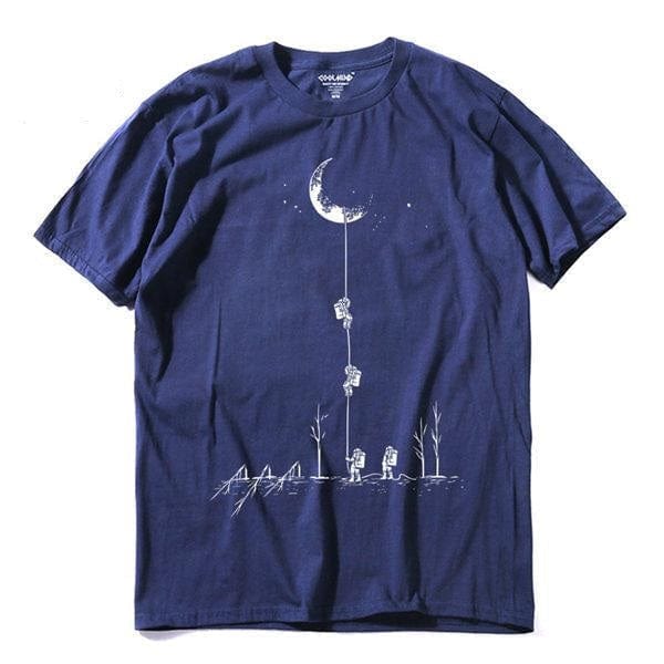 Bawełniana męska koszulka z motywem księżyca-Bossino