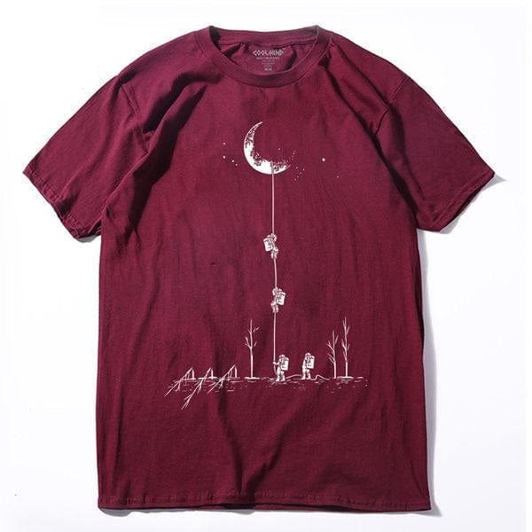 Bawełniana męska koszulka z motywem księżyca-Bossino