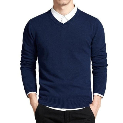 Bawełniany sweter męski w serek-Bossino
