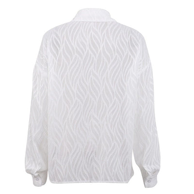Biała transparentna koszula damska we wzory-Bossino