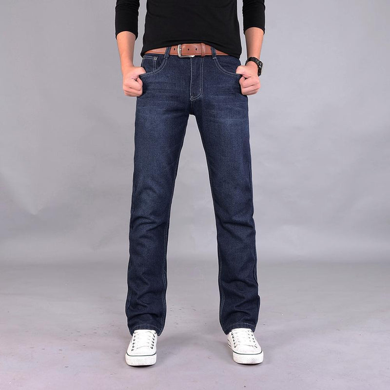 Ciemne męskie jeansy z prostą nogawką-Bossino