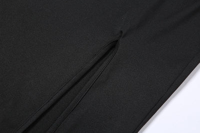 Czarna sukienka midi z wycięciem-Bossino