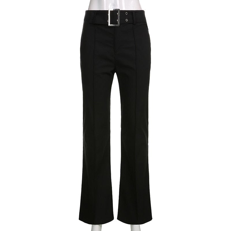 Czarne spodnie z ozdobną klamrą-Bossino
