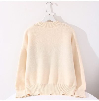 Damski oversizowy sweter z uśmiechem-Bossino