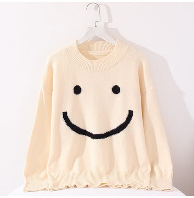 Damski oversizowy sweter z uśmiechem-Bossino