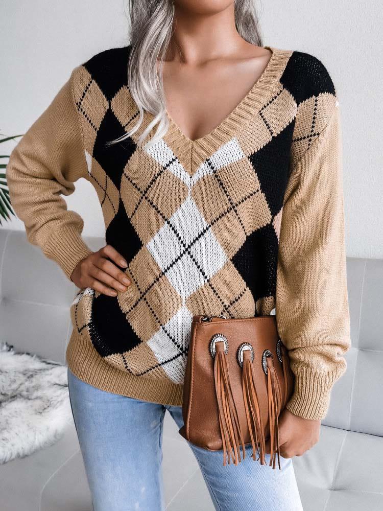 Damski sweter z dekoltem w serek-Bossino