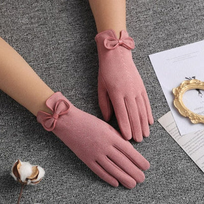 Damskie rękawiczki z kokardką-Bossino