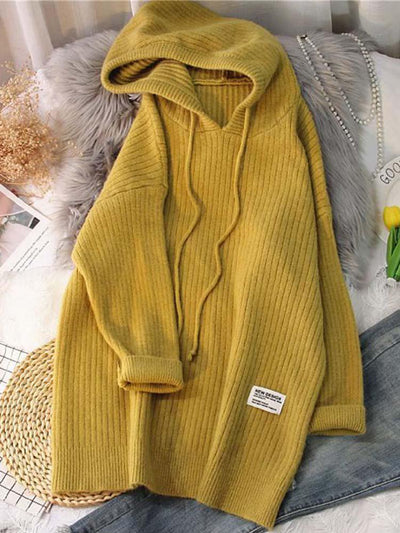 Długi sweter damski oversize z kapturem-Bossino