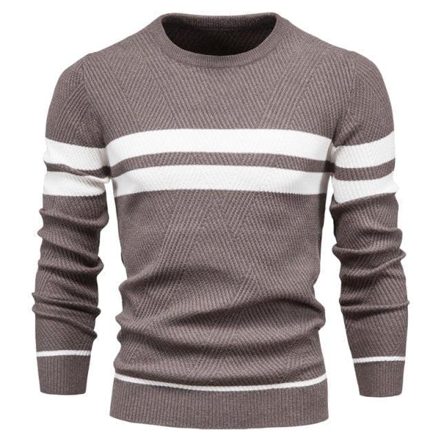 Dopasowany męski sweter w paski-Bossino