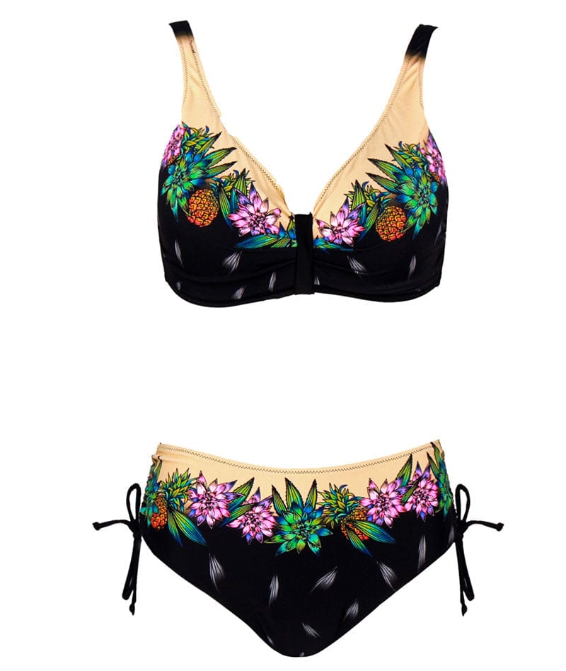 Dwuczęściowe bikini plus size z kwiatowym motywem-Bossino