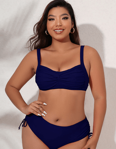 Dwuczęściowe bikini z marszczeniami plus size-Bossino