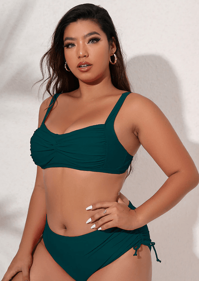 Dwuczęściowe bikini z marszczeniami plus size-Bossino