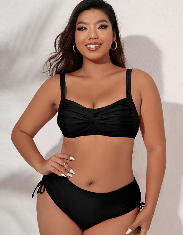 Dwuczęściowe bikini z marszczeniami plus size-Bossino