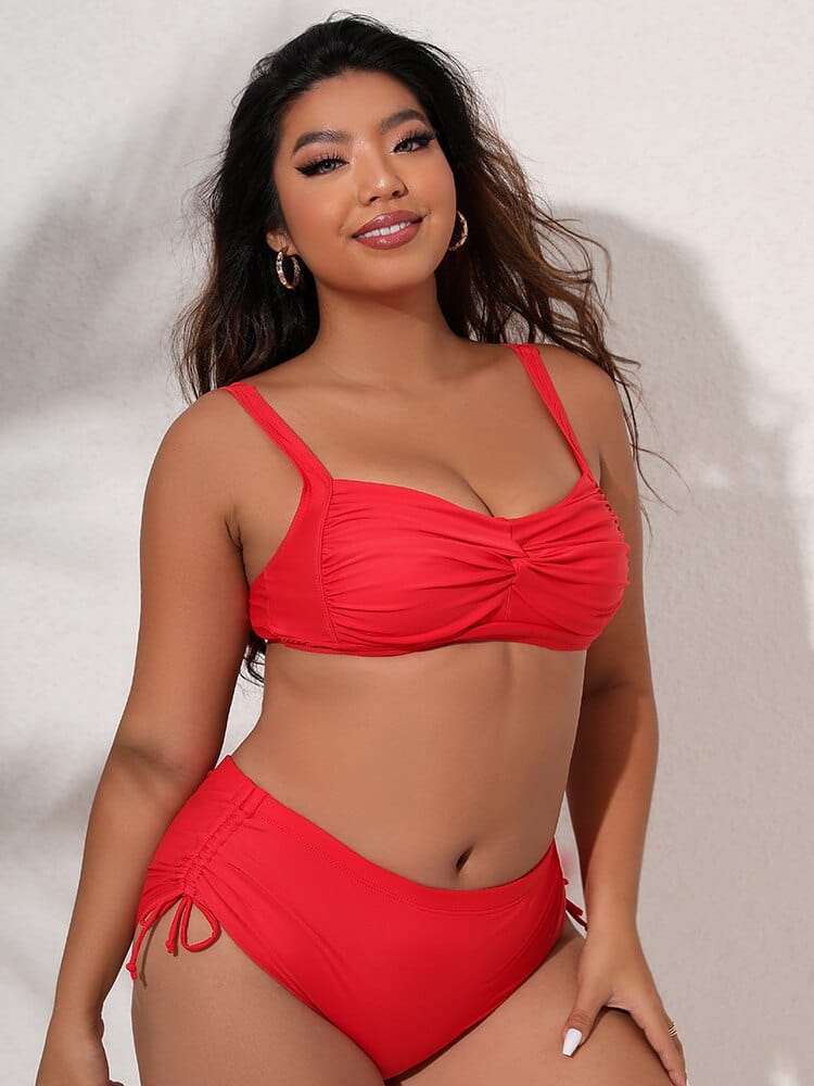 Dwuczęściowe bikini z marszczeniami plus size-Bossino