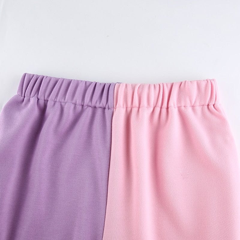 Dwukolorowe damskie spodnie dresowe-Bossino
