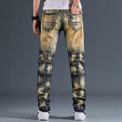 Dwukolorowe męskie jeansy z przetarciami-Bossino