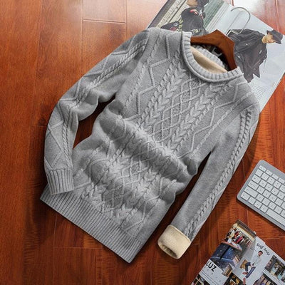 Dzianinowy sweter męski z ociepleniem-Bossino