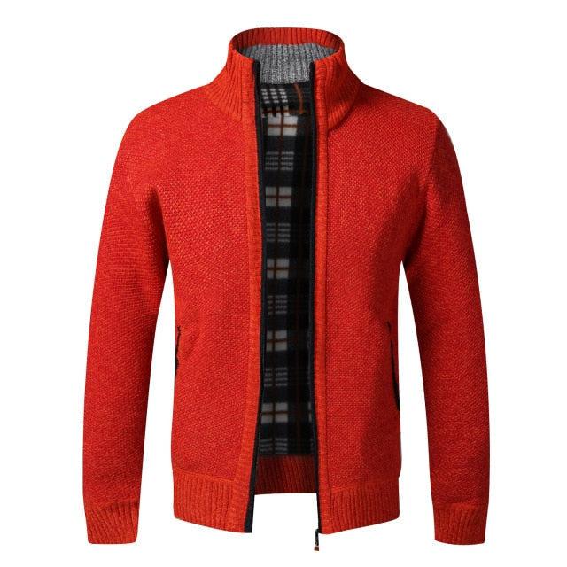 Dzianinowy sweter męski z zapięciem-Bossino