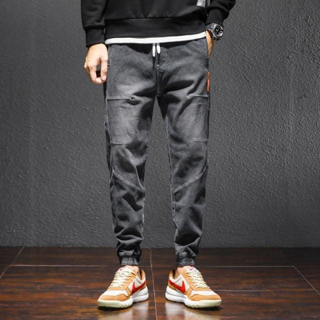 Jeansowe spodnie ze ściągaczami-Bossino