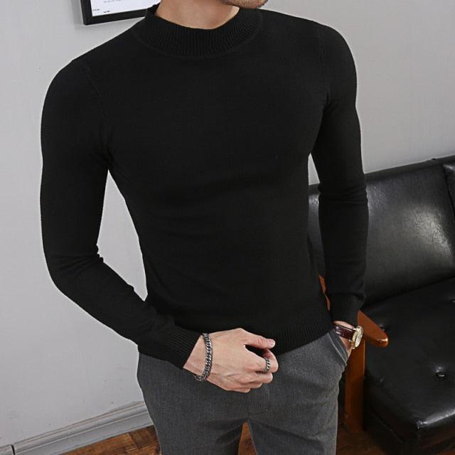 Jednolity sweter męski slim fit-Bossino