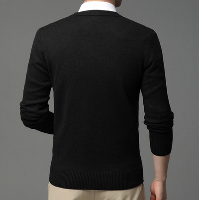 Jednolity sweter męski w serek-Bossino