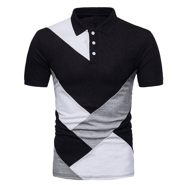 Koszulka męska polo z geometrycznym motywem-Bossino