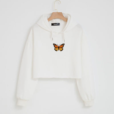 Krótka bluza damska z motywem motyla-Bossino