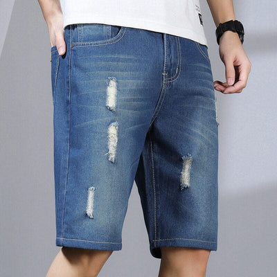 Krótkie spodenki jeansowe z przetarciami-Bossino
