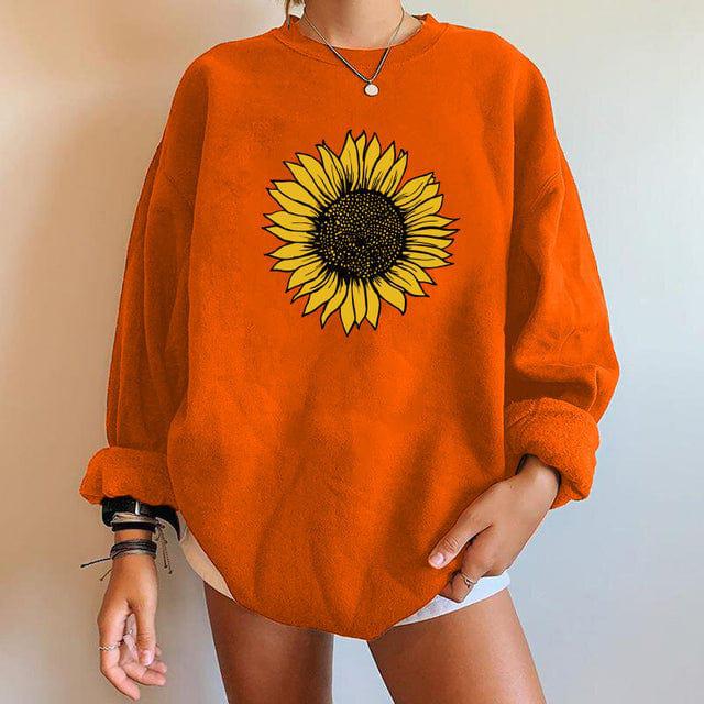 Luźna bluza damska z motywem słonecznika-Bossino