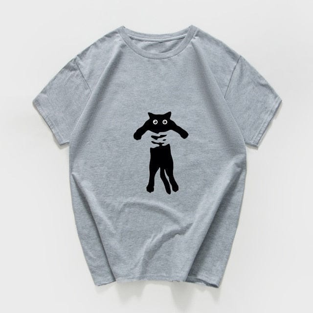 Luźna męska koszulka z nadrukiem kota-Bossino