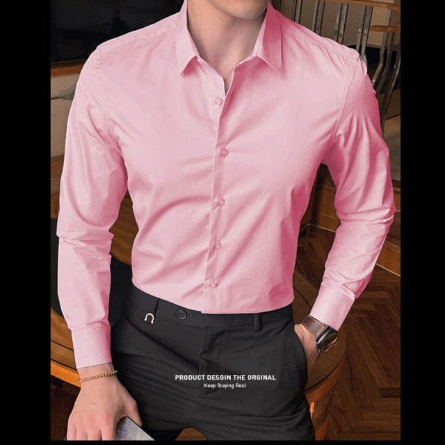 Męska jednolita koszula slim fit-Bossino