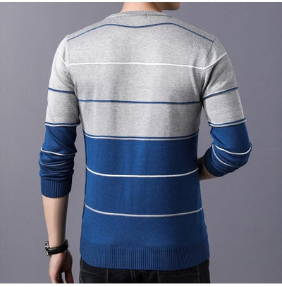 Męski sweter dopasowany w pasy-Bossino
