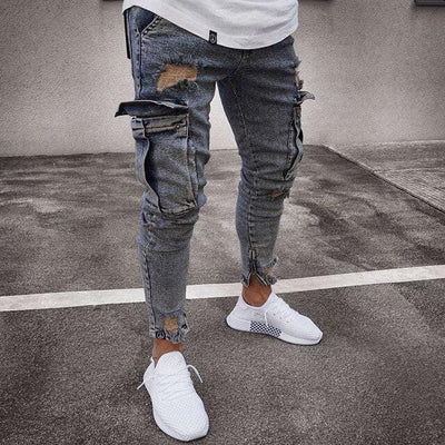 Męskie jeansowe spodnie bojówki-Bossino