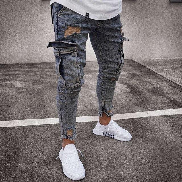 Męskie jeansowe spodnie bojówki-Bossino