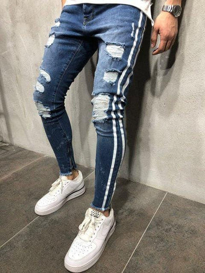 Męskie jeansowe spodnie z lampasami-Bossino