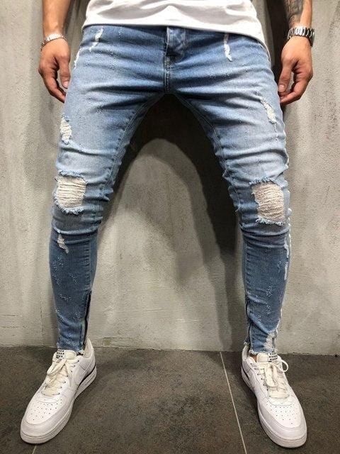 Męskie jeansowe spodnie z lampasami-Bossino