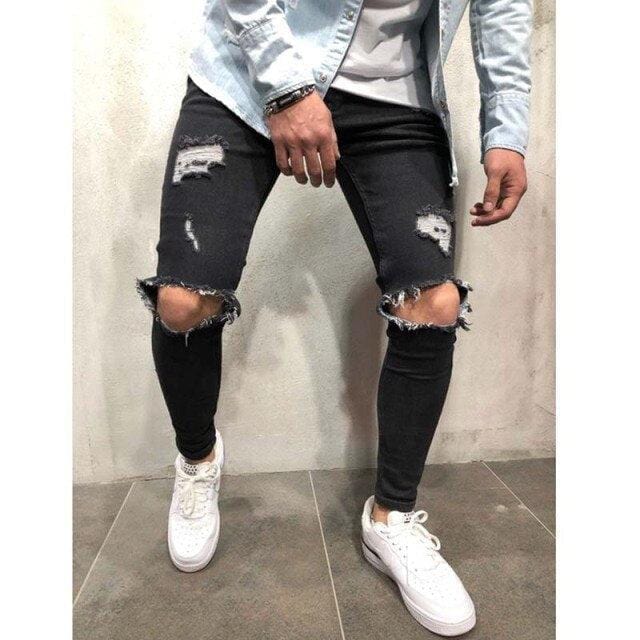 Męskie jeansy z dziurami-Bossino