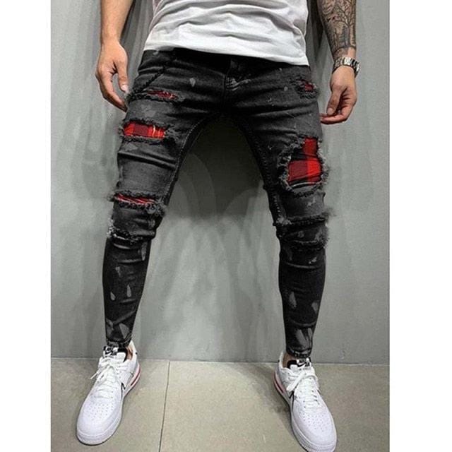 Męskie jeansy z motywem kratki-Bossino