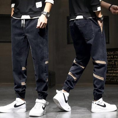Męskie jeansy ze ściągaczami i dodatkami-Bossino