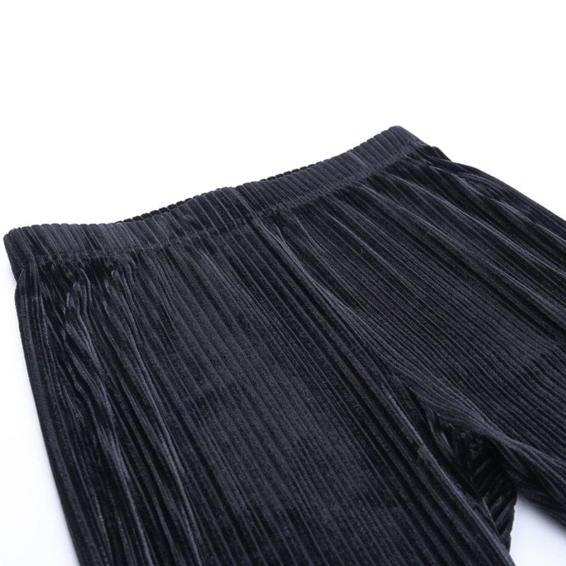 Plisowane spodnie damskie z rozszerzanymi nogawkami-Bossino