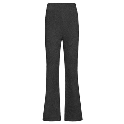 Prążkowane damskie spodnie z rozszerzanymi nogawkami-Bossino