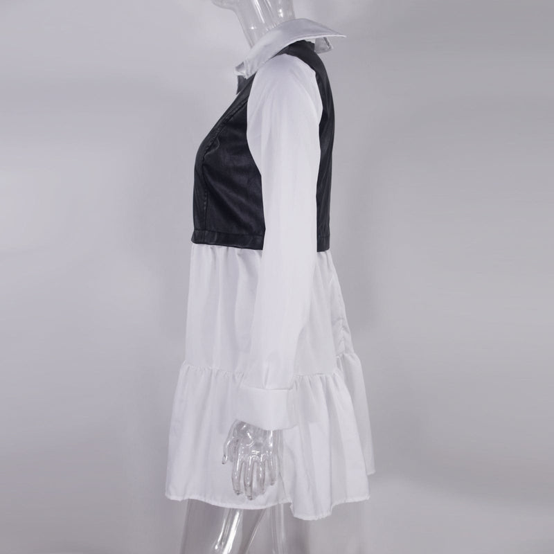 Rozkloszowana sukienka mini z kołnierzykiem-Bossino