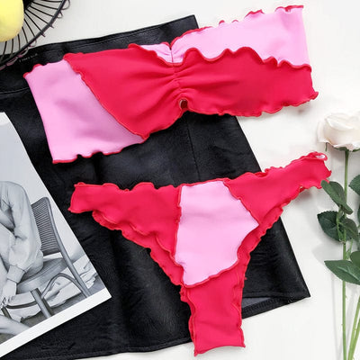 Różowe bikini o bandażowym kroju-Bossino