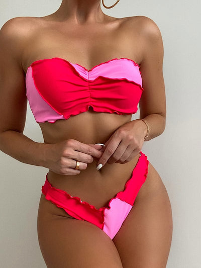 Różowe bikini o bandażowym kroju-Bossino
