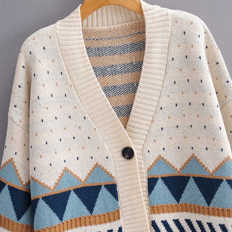 Rozpinany sweter damski z azteckim wzorem-Bossino