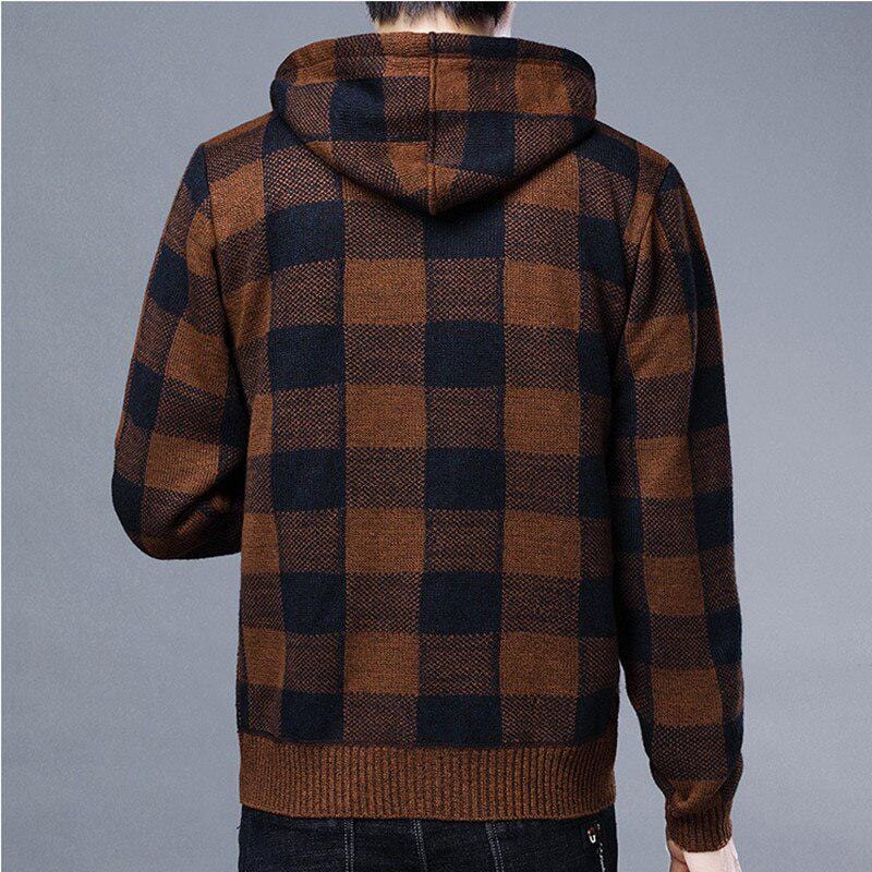 Rozpinany sweter męski w kratę-Bossino