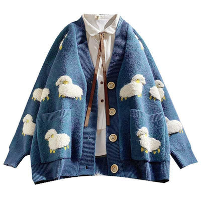 Rozpinany sweter z motywem owieczki-Bossino