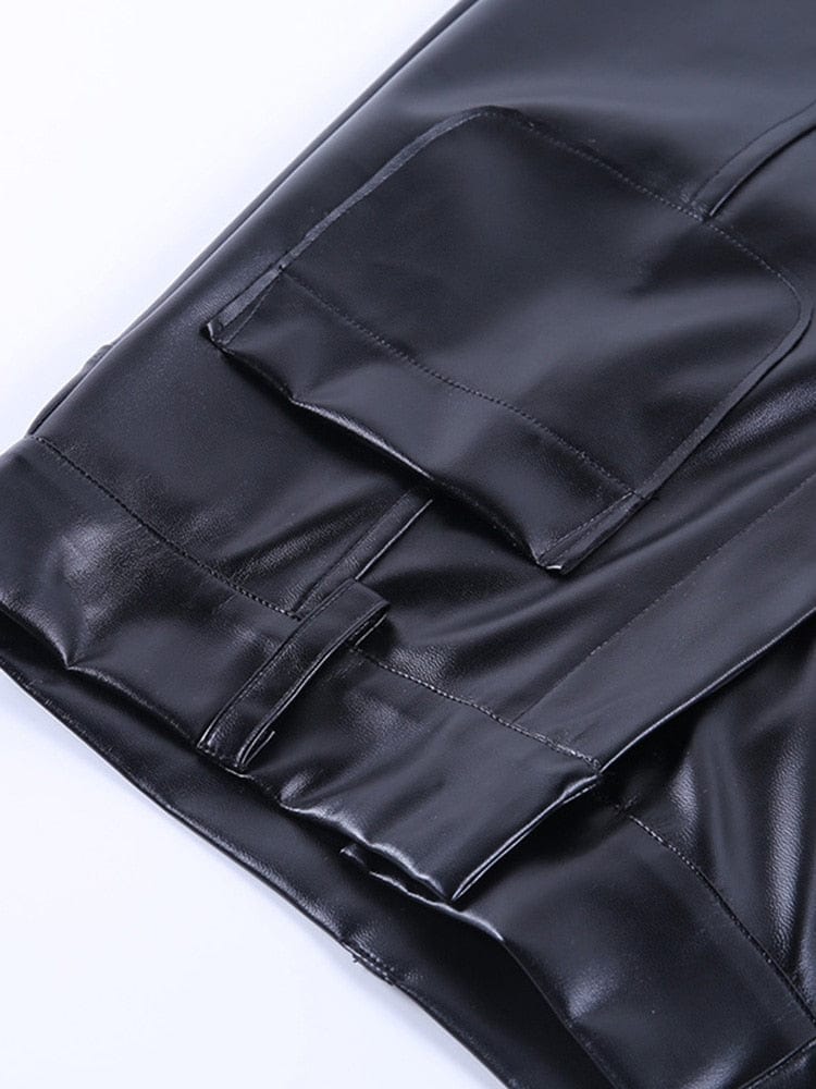 Spodnie z imitacji skóry z rozszerzanymi nogawkami-Bossino