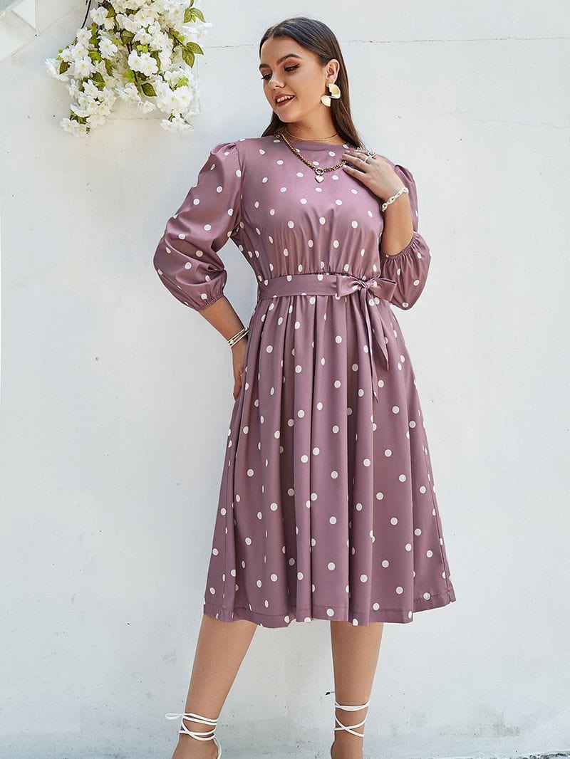 Sukienka midi plus size w grochy-Bossino